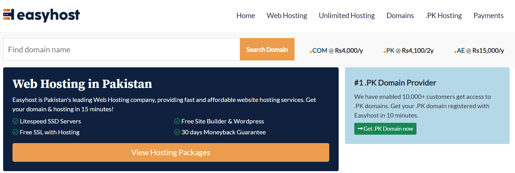 easyhost homepage